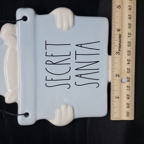 Rae Dunn NWOT Ceramic Powder Blue and White Secret Santa Plaque - Picture 5 of 5
